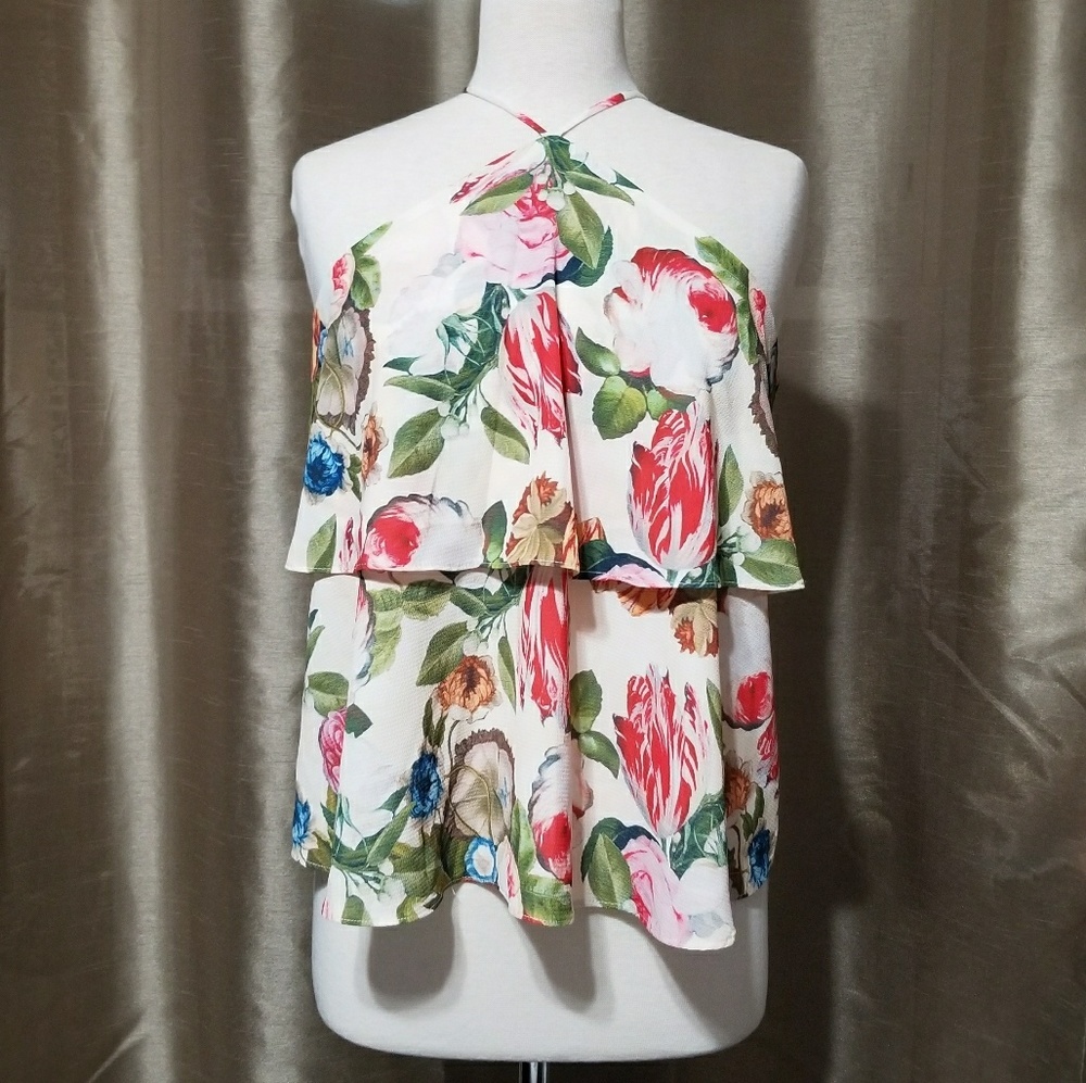 LOVE, FIRE Cream Floral Layered Top - Picture 1 of 8